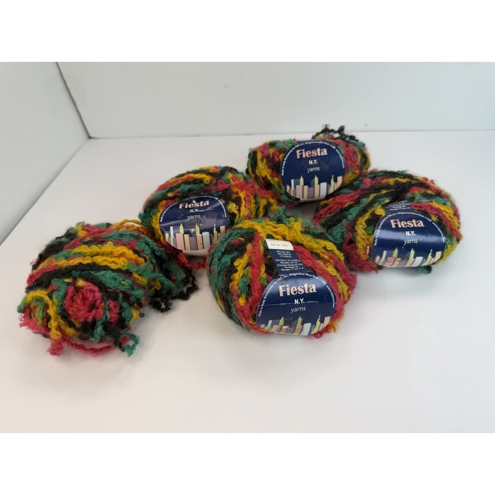 Fiesta N.Y. Yarns Multicolor Acrylic Mohair Wool Blend Italy Lot Of 5